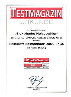 Urkunde Testmagazin 2010